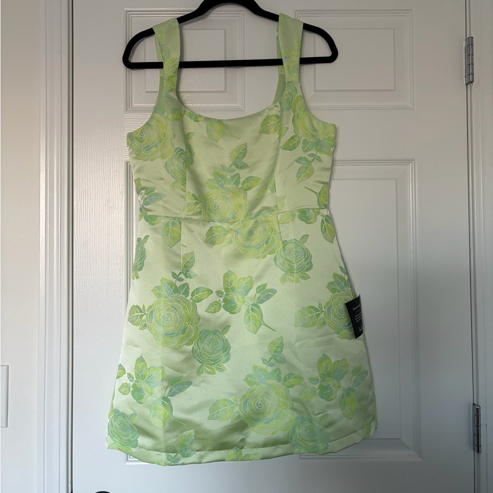 Lulu's Light Green Floral Mini Dress